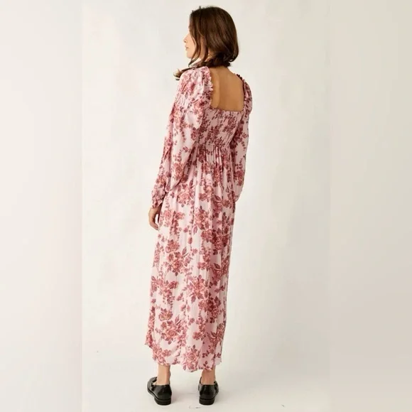 Free People Jaymes Floral Print Long Sleeve Dress Pink Size Small - Picture 9 of 15